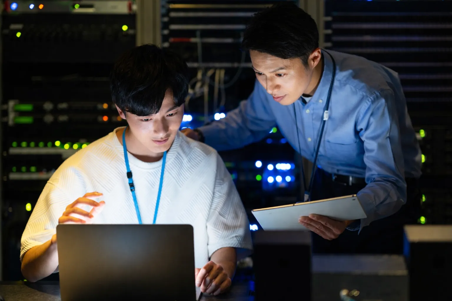 Network technician troubleshooting connectivity issues